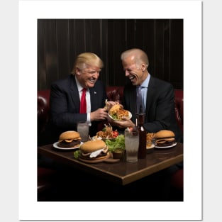 Trump and Biden enjoying burgers Posters and Art